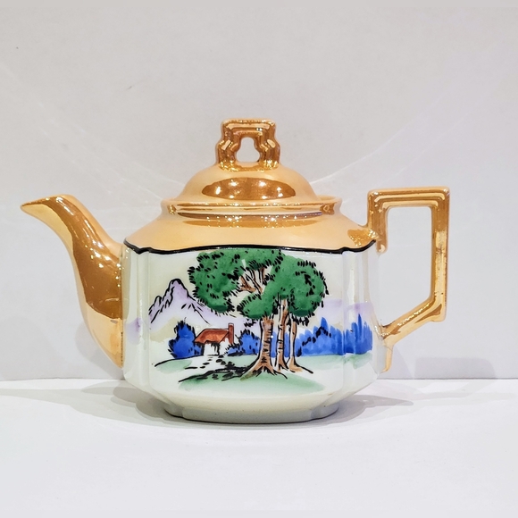 Small tea set 1960's Royal Nippon porcelain vintage Japanese orange luster - Picture 10 of 16